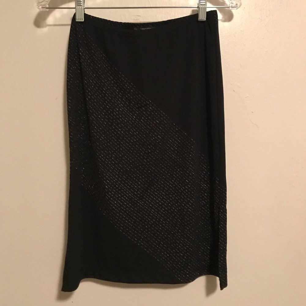 BCBG Max Azria Black Mid Calf Length Sparkle Skirt
